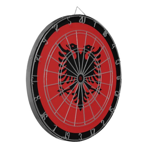 Albanien Flag Dartboard & Albanien / Spielbrett Dartscheibe (Vorderseite Links)