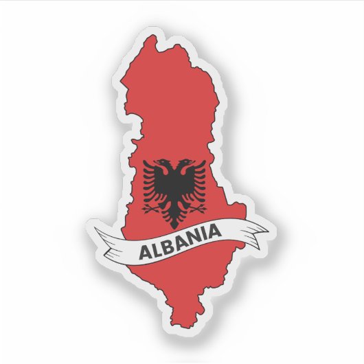 Albanien Flag-Karte Aufkleber (Vorderseite)