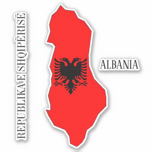 Albanien Flag Map Kontur Aufkleber (Vorderseite)