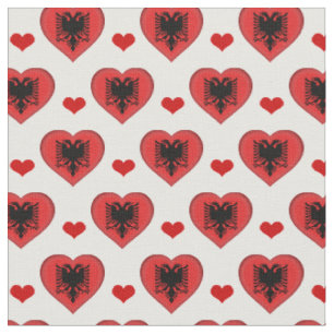 Albanien Flag & Red Heart mode Fabric /Albanien Stoff