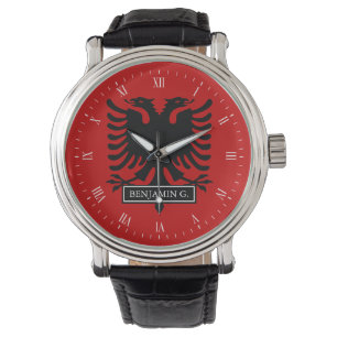 Albanien-Flagge Armbanduhr