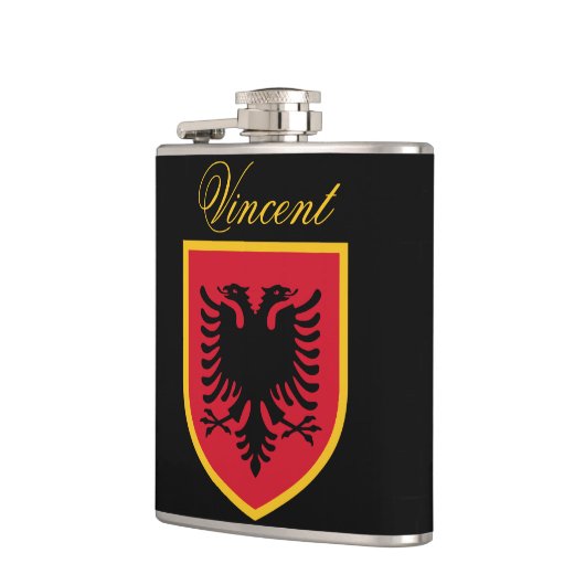 Albanien-Flagge Flachmann (Links)