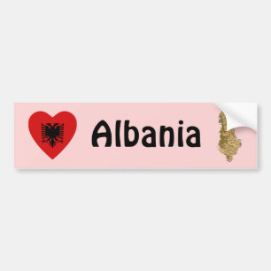 Albanien-Flagge Herz + Karte Aufkleber für Stoßsta Autoaufkleber