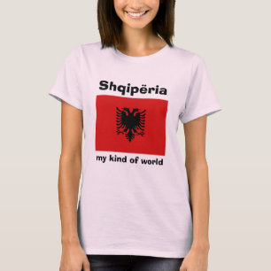 Albanien-Flagge + Karte + Text T-Shirt