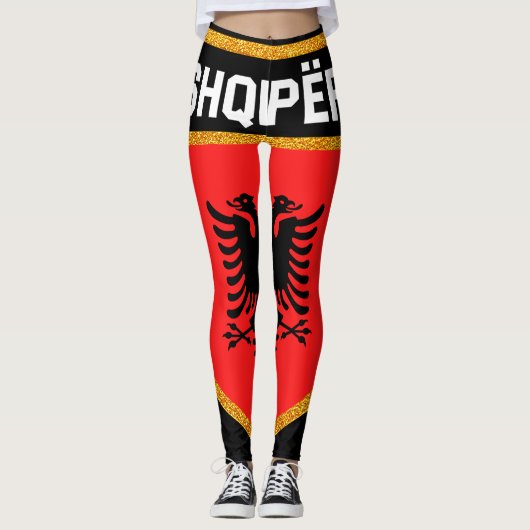 Albanien-Flagge Leggings (Vorderseite)