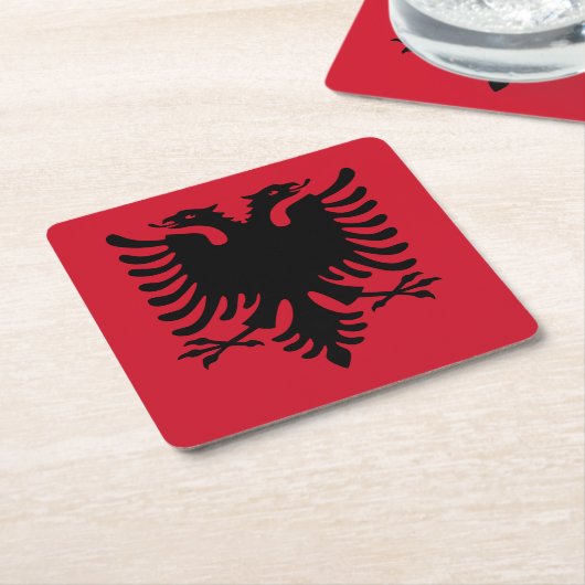 Albanien-Flagge Rechteckiger Pappuntersetzer (angewinkelt)