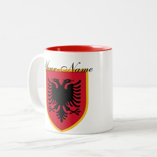 Albanien-Flagge Zweifarbige Tasse (Vorderseite Links)