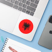 Albanien Flaggen-Round-Sticker Aufkleber (Laptop mit iPhone)