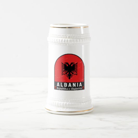 Albanien-FlaggenEmblem gestört Bierglas (Mittel)