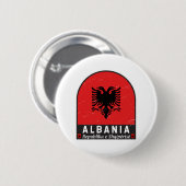 Albanien-FlaggenEmblem gestört Button (Vorne & Hinten)