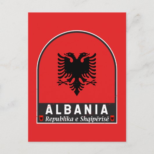 Albanien-FlaggenEmblem gestört Postkarte (Vorderseite)