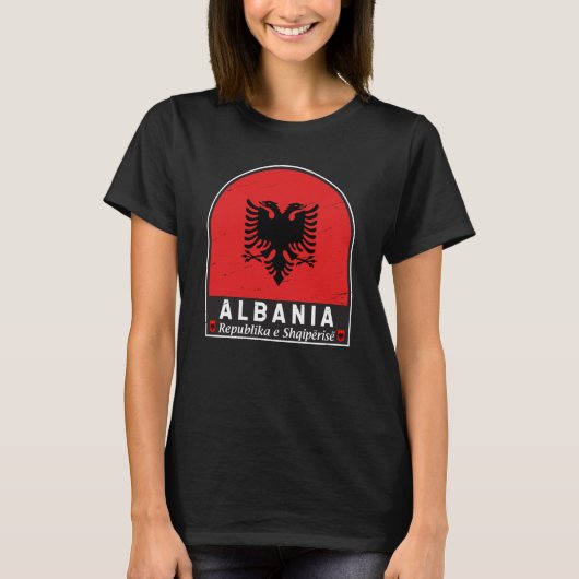Albanien-FlaggenEmblem gestört T-Shirt (Vorderseite)