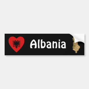 Albanien Flaggenschwerpunkt + Karte Autoaufkleber