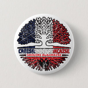 Albanien Französisch-Frankreich-Baumroots-Flagge Button