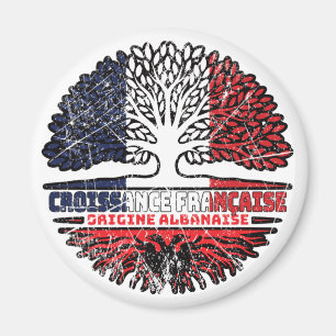Albanien Französisch-Frankreich-Baumroots-Flagge Magnet