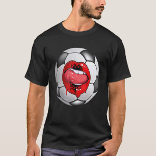 Albanien Fußball Fan Albanische Flagge Mund T-Shirt
