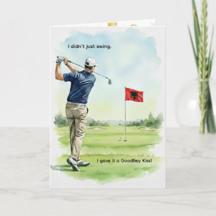 Albanien Geburtstagskarte, albanische Flagge, Golf Karte