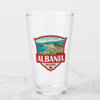 Albanien Illustration Retro Abzeichen