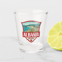 Albanien Illustration Retro Abzeichen
