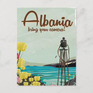 Albanien Kamera Vintage Reiseposter Postkarte