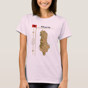 Albanien Karte + Flagge + T - Shirt