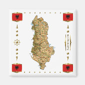 Albanien Karte + Flaggen Magnet (Vorne)
