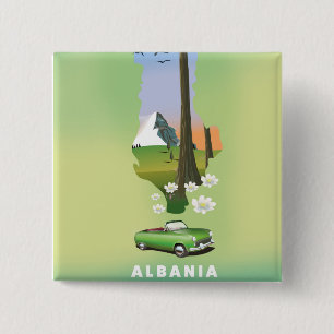 Albanien-Karte Illustriertes Reiseplakat Button