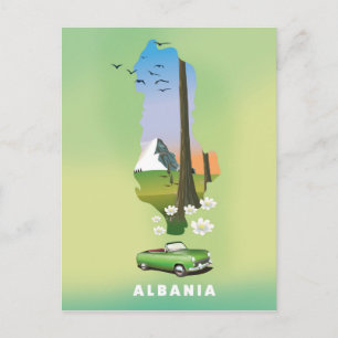 Albanien-Karte Illustriertes Reiseplakat Postkarte