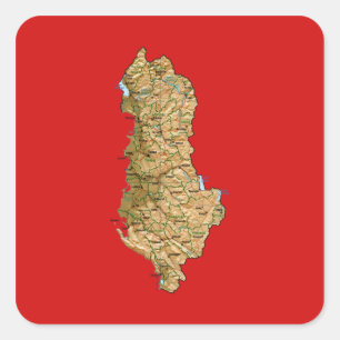 Albanien-Kartenaufkleber Quadratischer Aufkleber