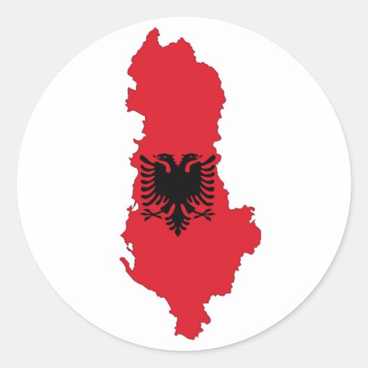 Albanien-Landflaggen-Kartenform-Symbol-Silhouette Runder Aufkleber (Vorderseite)