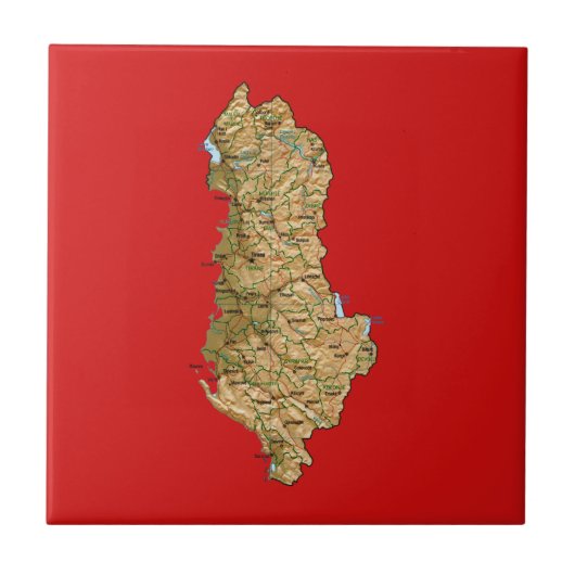 Albanien Map Tile Fliese (Vorderseite)