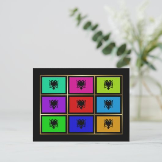 Albanien Multihue Flags Postkarte (Stehend Vorderseite)