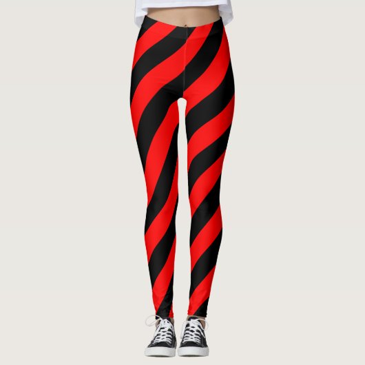 Albanien National Flag Colors Diagonal Striped Leggings (Vorderseite)