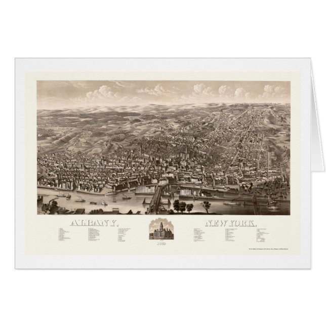 Albanien, NY panoramische Karte - 1879 (Vorderseite (Horizontal))
