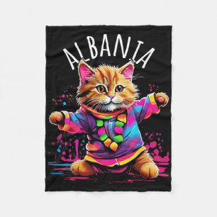 Albanien Quirky Funny Niedlich Colorful Dancing Ca Fleecedecke