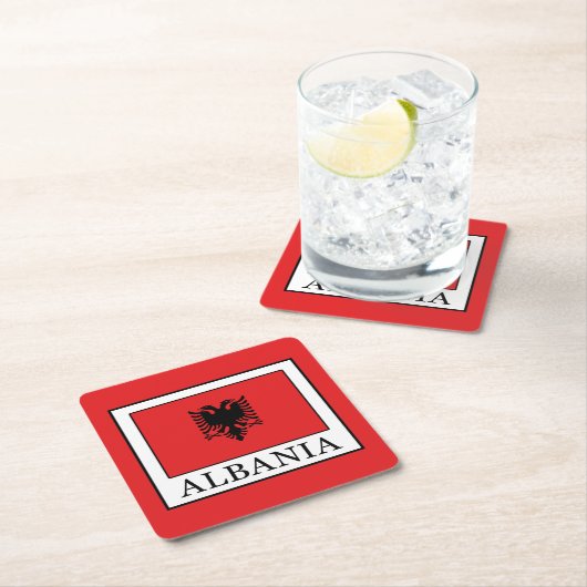 Albanien Rechteckiger Pappuntersetzer (Vor Ort)