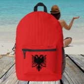 Albanien, roter Rucksack, albanische Flagge Bedruckter Rucksack