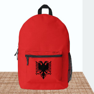 Albanien, roter Rucksack, albanische Flagge Bedruckter Rucksack