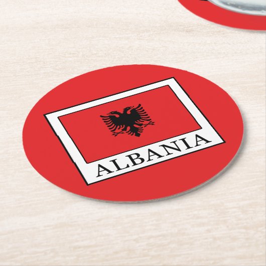 Albanien Runder Pappuntersetzer (Angewinkelt)