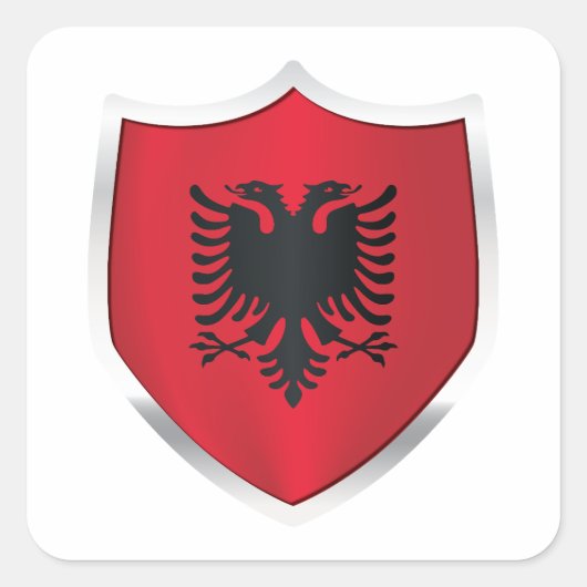 Albanien Silberschild-Flagge Quadratischer Aufkleber (Vorderseite)