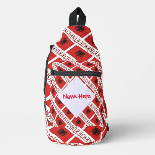 Albanien und albanische Flagge Fliesen Rot Persona Crossbody Bag