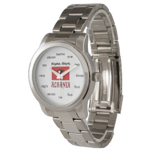 Albanien und albanische Flagge mit Ihrem Namen Armbanduhr