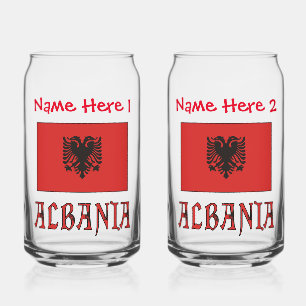 Albanien und Albanische Flagge Rot Personalisierun Dosenglas