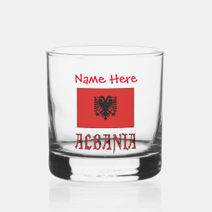 Albanien und Albanische Flagge Rot Personalisierun Whiskyglas