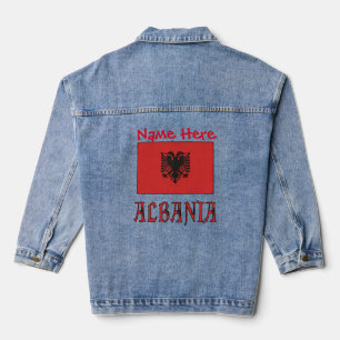 Albanien und Albanische Flagge Weiße Personalisier Jeansjacke