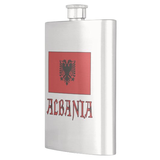 Albanien und die albanische Flagge Flachmann (Links)