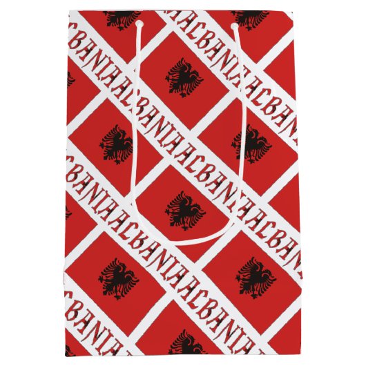 Albanien und die albanische Flagge - Personalisier Mittlere Geschenktüte (Rückseite)