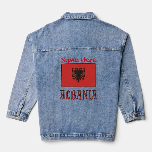 Albanien und die albanische Flagge Personalisiert Jeansjacke (Rückseite)