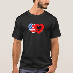 Albanien & USA Flag Twin Heart für Albanienamerika T-Shirt