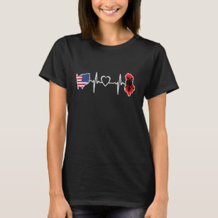 Albanien USA Flagge USA Albanien Heartbeat T-Shirt